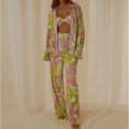 thumbnail image 7 of Women 2 Piece Outfits Casual Long Sleeve Loose Fit Button Down Shirts Blouses Tops Wide Leg Long Pants Sets Loungewear, 7 of 7