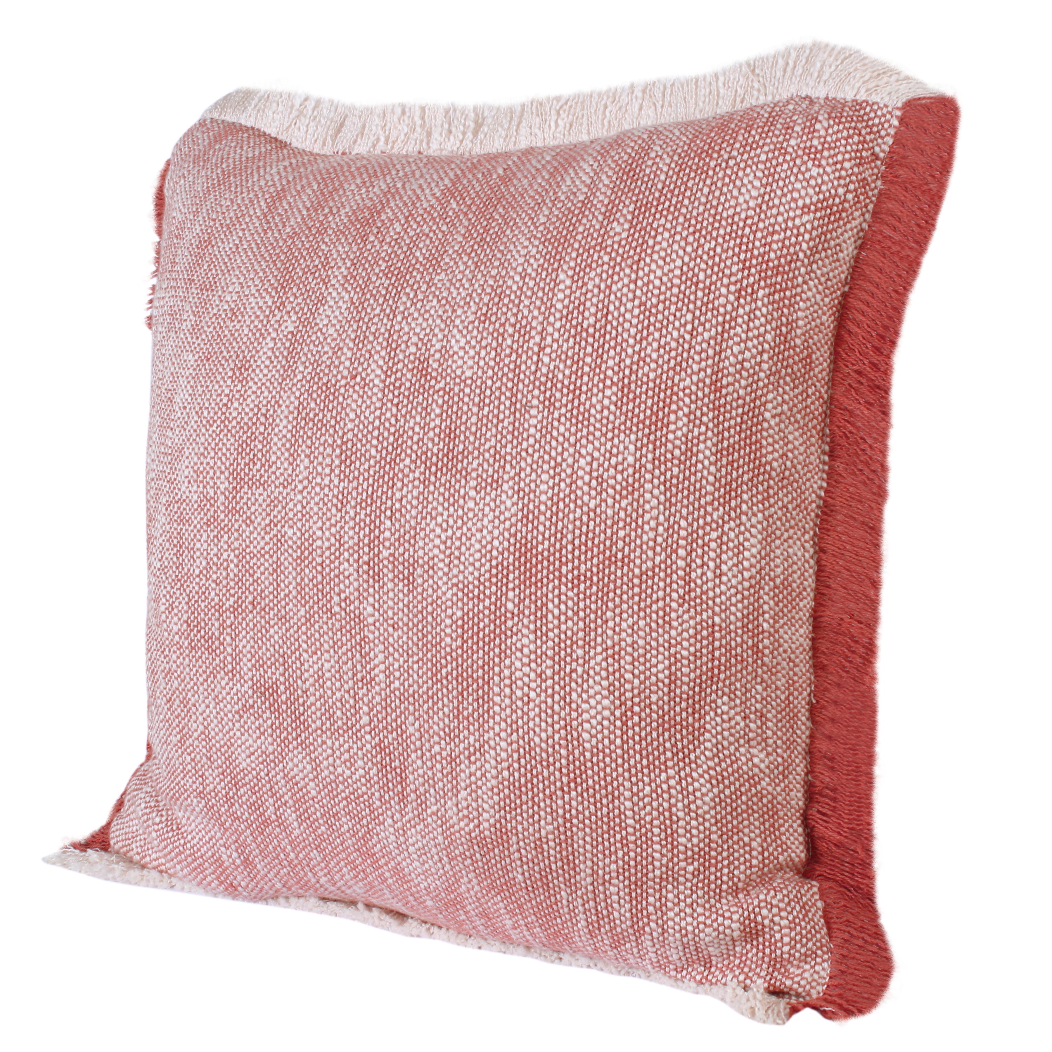 Ox Bay Bennett 20" x 20" Red/Ivory Solid Fringed Cotton Adult Decorative Throw Pillow Cover