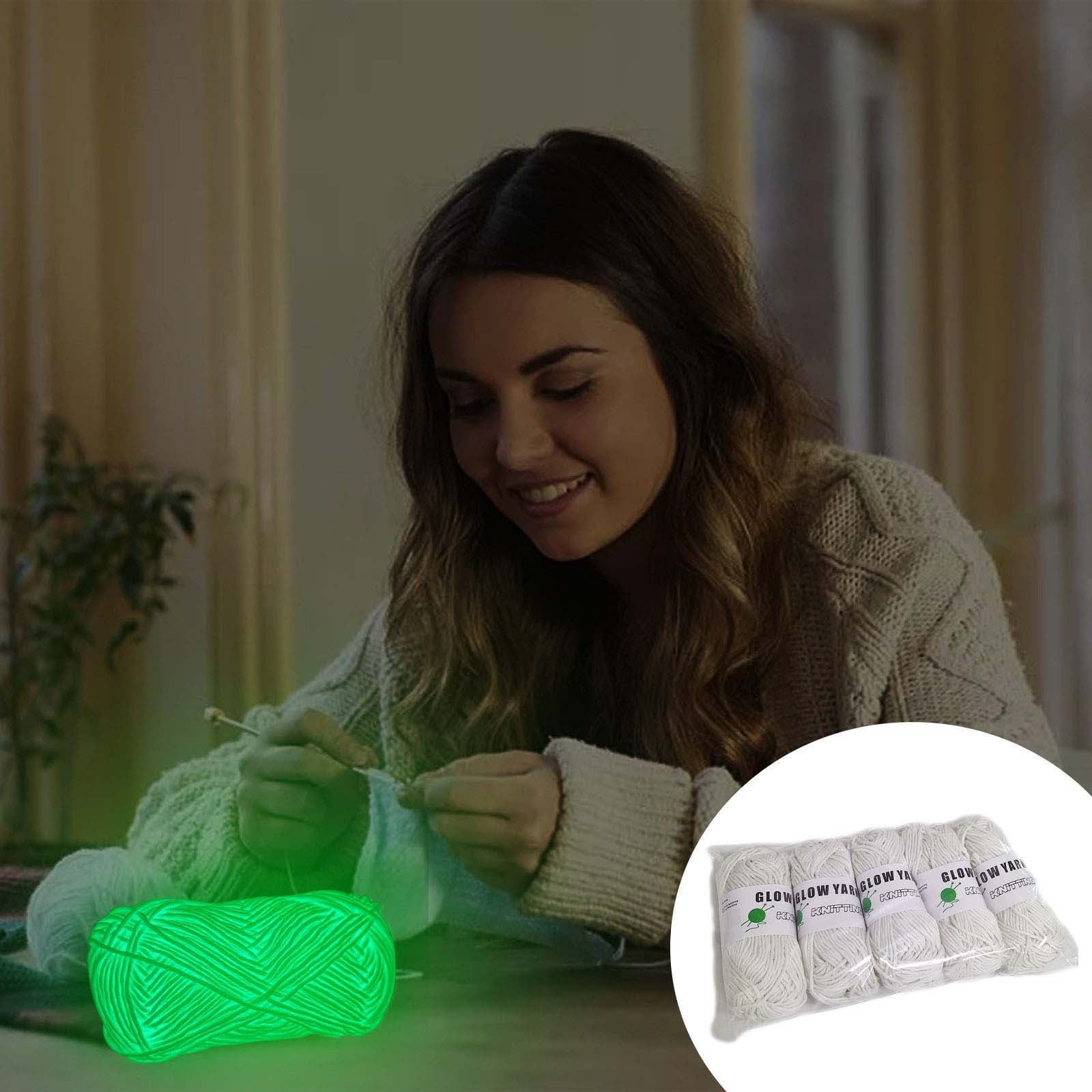 Aihimol DIY Glow in The Dark Yarn - 5 Rolls 173 FT Luminous Wool Yarn for Crocheting,Knitting,Crafts Sewing Beginners - Christmas Halloween Party Decor，Mom Girl Gifts