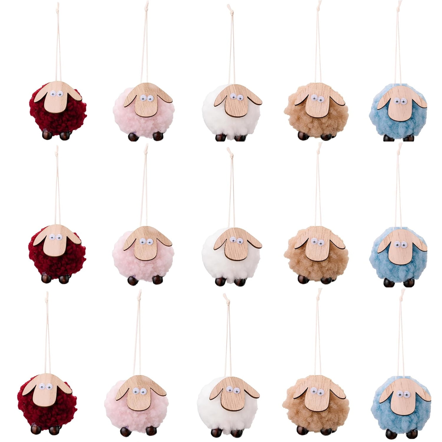 NICKSUN 15PCS Colorful Small Sheep Plush Animal Decor, Little Sheep Party Favors for Birthday,Christmas Tree,Basket Stuffers,Lamb Ornament and Gifts