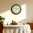 thumbnail image 3 of Geevon 12 IN Retro Wall Clock No Ticking Sound, Wall Clock with Quartz Accents and Vintage Patterns, Frame with Gold Border for Kitchen, Bedroom, Office, Classroom, Living Room Decor (Dark Green), 3 of 9