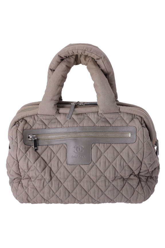 Pre-Owned CHANEL Coco Cocoon Handbag Khaki Cotton