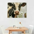 thumbnail image 2 of Creowell Farmhouse Highland Cow Wall Art Canvas Rustic Cow with Flower Painting Wall Decor Framed Poster Home for Living Room Bedroom Bathroom Decoration 20x16in, 2 of 6