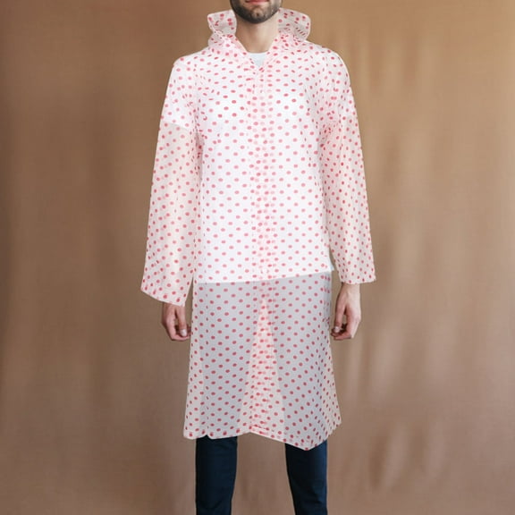 WHAMVOX Transparent Wave Point Raincoat Adult Waterproof Hood Poncho Rain Coat Unisex Portable Clear Rain Poncho Rainwear for Adults Men Women Red