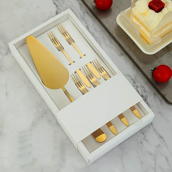 Ensemble de Couteau et Fourchette à Gâteau en Acier Inoxydable avec Cuillère à Crème Glacée, Fourchettes à Fruits, Ergonomique pour Servir des Desserts