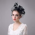 thumbnail image 4 of Bridal Feather Fascinator Birdcage Veil Ascot Race Hat Party Hair Accessories, 4 of 11
