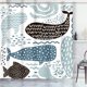 thumbnail image 3 of 4 piezas de juego de cortina de ducha con sello de ballena pulpo pescado azul mar animal océano con alfombras antideslizantes tapa de inodoro y alfombra de baño decoración 72 & quot; X 72 & quot; Feliz Sencillez, 3 of 5