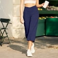 thumbnail image 5 of Capri Pants for Women Wide Leg High Waist Yoga Sweatpants with Pockets Causal Loose Pull On Lounge Pants Royal Blue S, 5 of 6