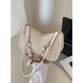 thumbnail image 7 of Gustave Women's Woven Straw Shoulder Bag Beach Small Underarm Tote Purse Boho Hobo Handbag with Seashell Pearl Beaded Chain for Summer Casual Vacation - White, 7 of 7