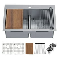 Karran Usa Wst-28-Pk1 Elite Workstation 33" Drop In Double Basin Stainless Steel Kitchen