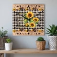 thumbnail image 6 of Sunflower Plaid Wooden Wall Clock Silent Non Ticking, Country Sunshine Star Vintage Bee Black Square Wall Clocks Battery Operated, Decor Clock for Home Office, Living Room, Kitchen, 10 Inch, 6 of 9