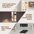 thumbnail image 5 of 2Pcs 71" Bookshelf with Storage, Modern Bookshelves with 3 Large Drawer, Display Bookcase with Glass Doors, Modern DIY Mix Cabinet for Home Office, Dining Room (White, BA), 5 of 12