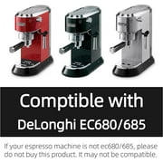 51mm Bottomless Portafilter 3 ears for Delonghi Dedica EC680/EC685, with Double Shot Capacity Cup Sieve Filter Basket