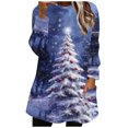 thumbnail image 3 of lcziwo Women's Flannel Fleece Pullover Tops for Women Casual Crew Neck Mid Length Christmas Sweatshirt with Pocket Loungewear, Purple, XL, 3 of 7