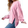 thumbnail image 3 of Womens Oversized Sweatshirts Hoodies Crewneck Shirts Fall Outfits Teen Girls Y2k Winter Clothes Pink L, 3 of 7