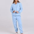 thumbnail image 4 of ZACPNCV 2PCS Outfits Women's Sports Tracksuits Long Sleeve Pullover Hoodies Sweatshirt And Sweatpants Fall Winter Suit Light Blue, 4 of 9