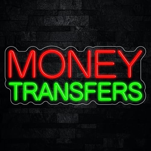 Money Transfers LED Neon Sign 24"L x 10"H #32486