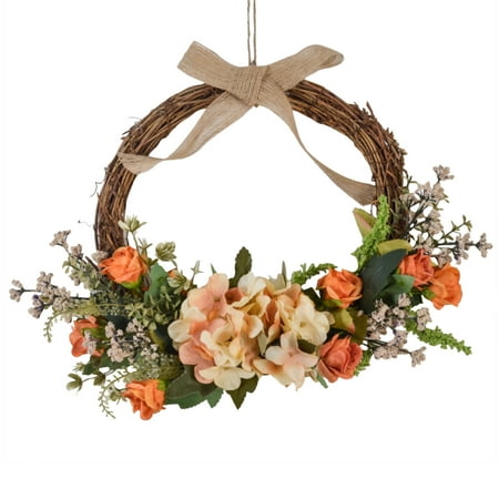 

ibaste Floral Wreath Hydrangea Natural Wall Hanging Pendant Garland