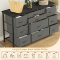 thumbnail image 5 of Garvee 10-Drawers TV Stand for 55" TV, Dresser Chest of Drawers with Power Outlets for Bedroom Living Room，Wood Top & Fabric Drawer Storage Organizer Cabinet for Entryway，Hallway，Light Grey, 5 of 9