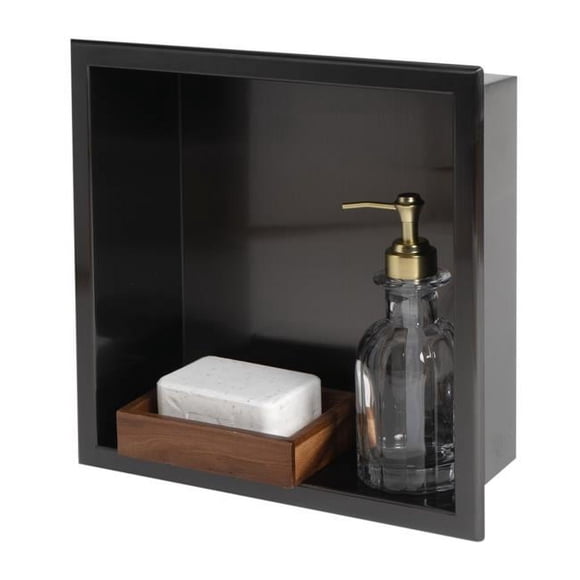 ALFI Brand ABNP1212-BB Niche de Douche Carrée à une Tablette en Acier Inoxydable PVD Noir Brossé 12 x 12 Po