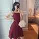 thumbnail image 5 of WWH Vestido sexy sin tirantes francés de una pieza con escote en la cintura que adelgaza la falda fina con manga de burbuja, 5 of 5