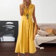 thumbnail image 1 of Summer Dress, Fashion Women Autumn Fixed Causal Lapel Sleeveless Holiday Button, 1 of 1