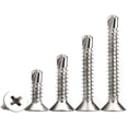 thumbnail image 3 of Tornillos de metal autoperforantes Tornillos autoperforantes de cabeza plana Phillips de acero inoxidable para metal, M3.9 × 32 mm, 50 piezas Ormromra XDWJ-70-21, 3 of 8