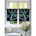 thumbnail image 5 of Turquoise Geometric Semi Sheer Curtains 45 Inch Length 2 Panels Set, Modern Abstract Aesthetic Striped Art Sheer Kitchen Curtain Privacy Voile Window Curtain for Living Room Bedroom Rod Pocket Drapes, 5 of 7
