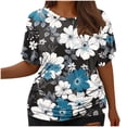 thumbnail image 1 of Fiudx Liquidación de Ahorros de Verano Camiseta de Manga Corta Grande con Cuello Redondo Plisada y Cintura de Manga Corta Informal a La Moda para Mujer, 1 of 5