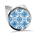 thumbnail image 1 of Talavera Blue Pattern Flower Ilustration Ring Adjustable Love Wedding Engagement, 1 of 3