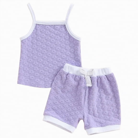 Yindaity Baby Clothes for Girls Toddler Girls Clothes 1T 2T 3T 4T 5T Summer Outfits Baby Kids Short Sleeve T-Shirt Tops & Shorts Sets(Purple,2-3 Years)