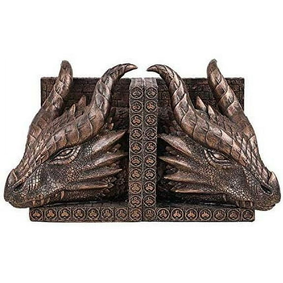 Pacific Giftware Fantasy Dragon Head Renaissance Medieval Decorative Bookends