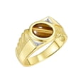 thumbnail image 3 of RYLOS Men's Rings 14K Yellow Gold Cabochone Gemstone & Diamond Designer Tiger Eye Rings For Men Size 12, 3 of 7