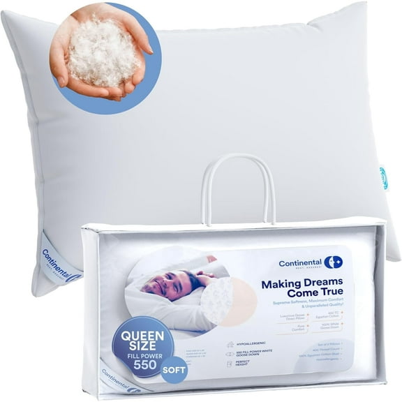 550FP Goose Down Pillow - Soft - Queen Size - 1 Pack