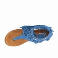 thumbnail image 3 of YDN Women Fashion Round Open Toe Flip Flop Sandals Suede Tassels Metal Chain Back Zipper Thong Flats Casual Summer Daily Shoes Size 6.5 Blue, 3 of 4