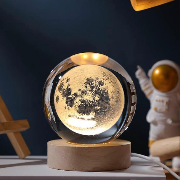 3D Galaxy Crystal Ball Night Light for Kids with Colorful LED Light Base, Color Changing Light with Remote