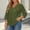 Army Green, variant on ClodeEU Women's V Neck 3/4 Flared Bell Sleeve Pleated Tunic Blouse,Casual Loose Plus Size Top Army Green,Women's Plus L