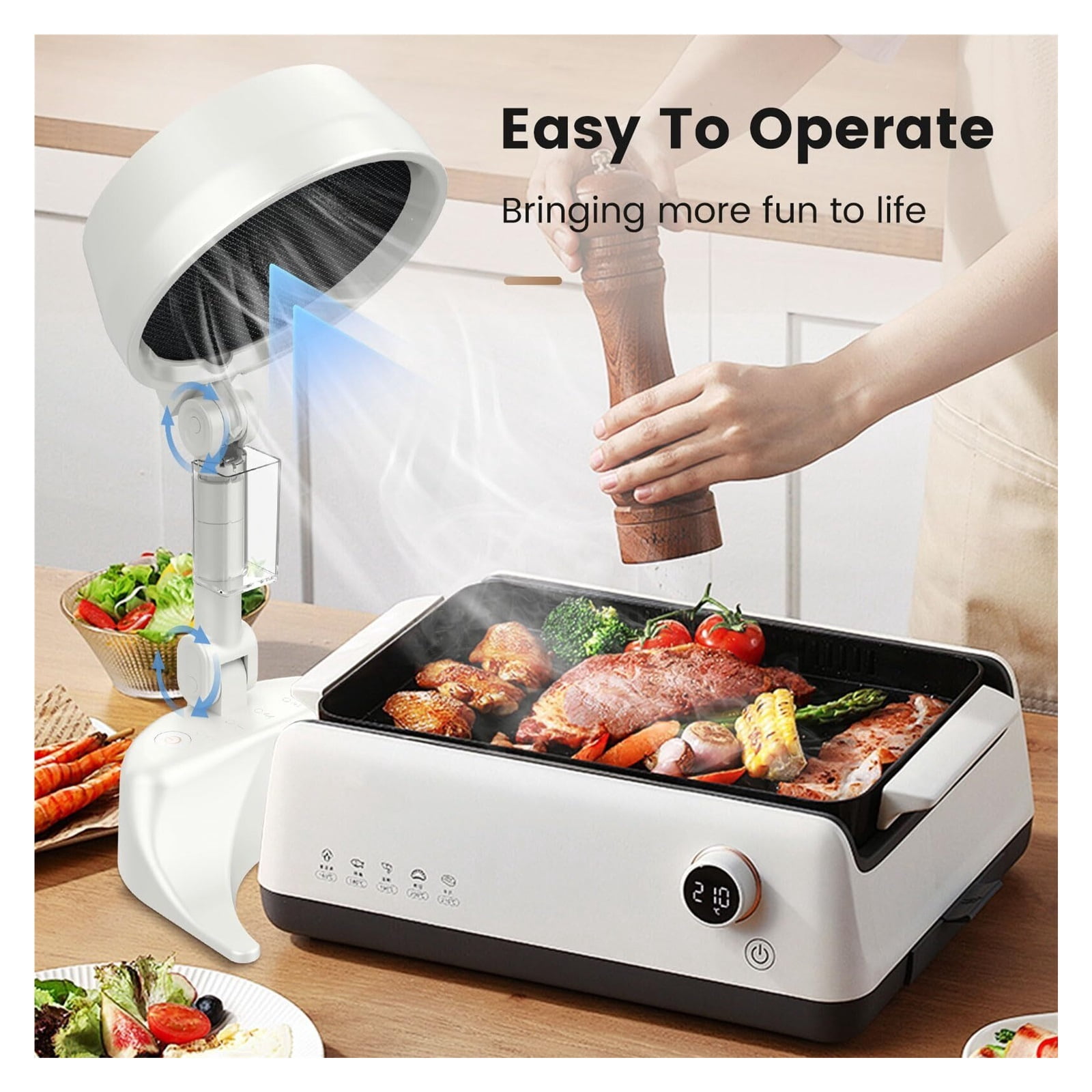 Portable Range Hood for Cooking,Portable Range Hood Exhaust Fan,Portable Exhaust Fan Filtering Fumes with Low Noise for Kitchen,Indoor BBQ,RV Kitchen and Maintenance Workbench