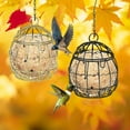 thumbnail image 5 of 2Pcs Hanging Bird Feeder, Suet Ball Feeders for Outside, Metal Hanging Bird Feeder with Hooks, Fat Ball Bird Feeder Suet Feeder for Wild Birds Outdoor Garden (Gold), 5 of 8
