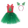 thumbnail image 2 of REDARER Girls Christmas Tree Tutu Dress Set with Christmas Tree Headband for Holiday Party Cosplay Dress Up,6-7 Years, 2 of 8