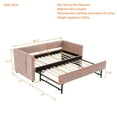 thumbnail image 2 of Jopath Pink Twin Size Upholstered Daybed Frame with Trundle,USB Port ,Side Pockets,Velvet Daybed for Bedroom Living Room Guest Room, 2 of 9