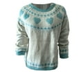 thumbnail image 3 of NAMTYQX Womens Long Sleeve Tops Loose Print Long Sleeve Warm Women's Pullover Sweaters Scoop Neck Cute Turquoise Size 3XL, 3 of 5