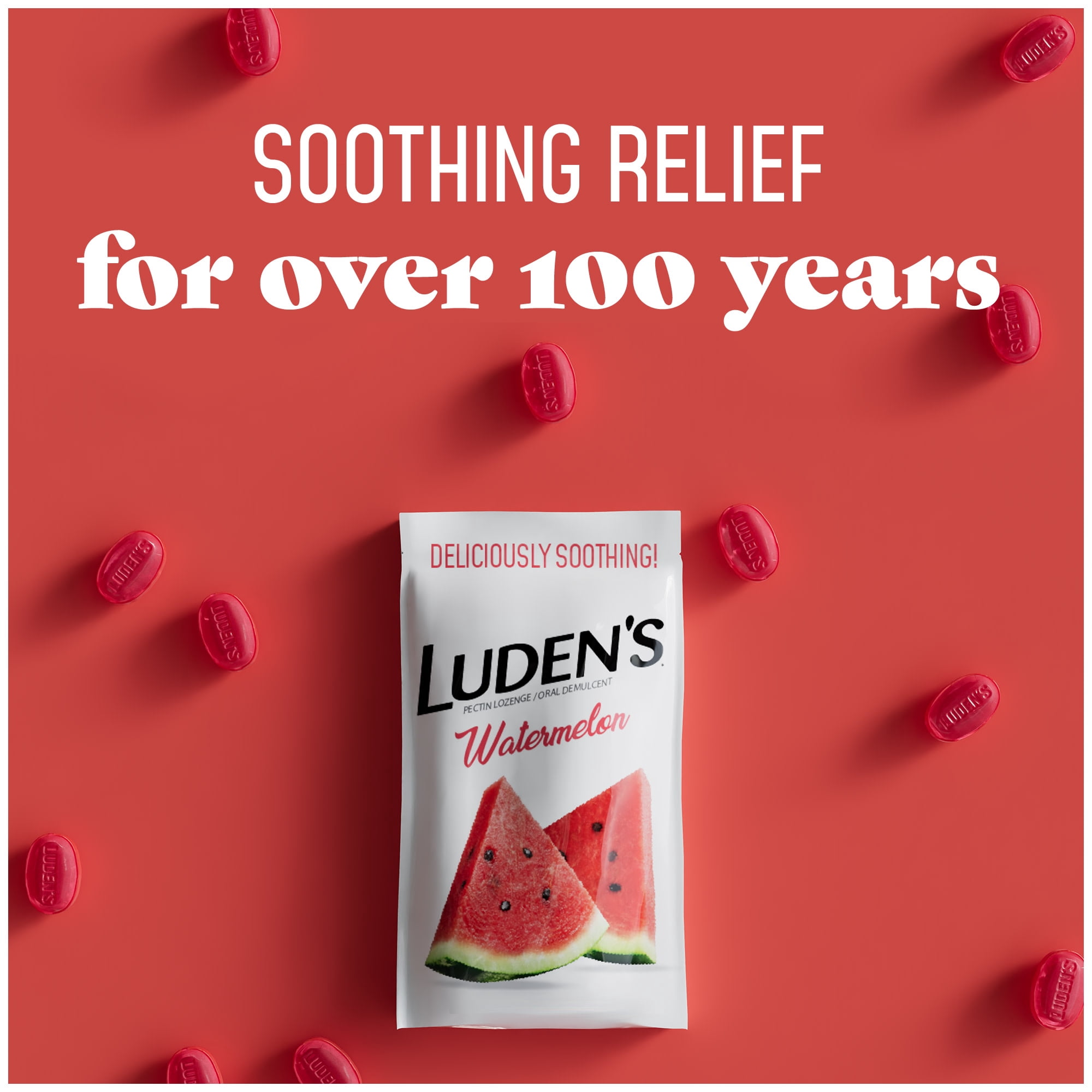Luden's Sore Throat Drops, for Minor Sore Throat Relief, Watermelon Throat Remedy, 90 Ct