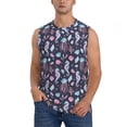 thumbnail image 2 of Lsque Watercolor Marine Animals Print Men's Cotton Blend Sleeveless Muscle Shirts (S-3XL)- Moisture Wicking, Odor Protection, UPF 30+,3X-Large, 2 of 8