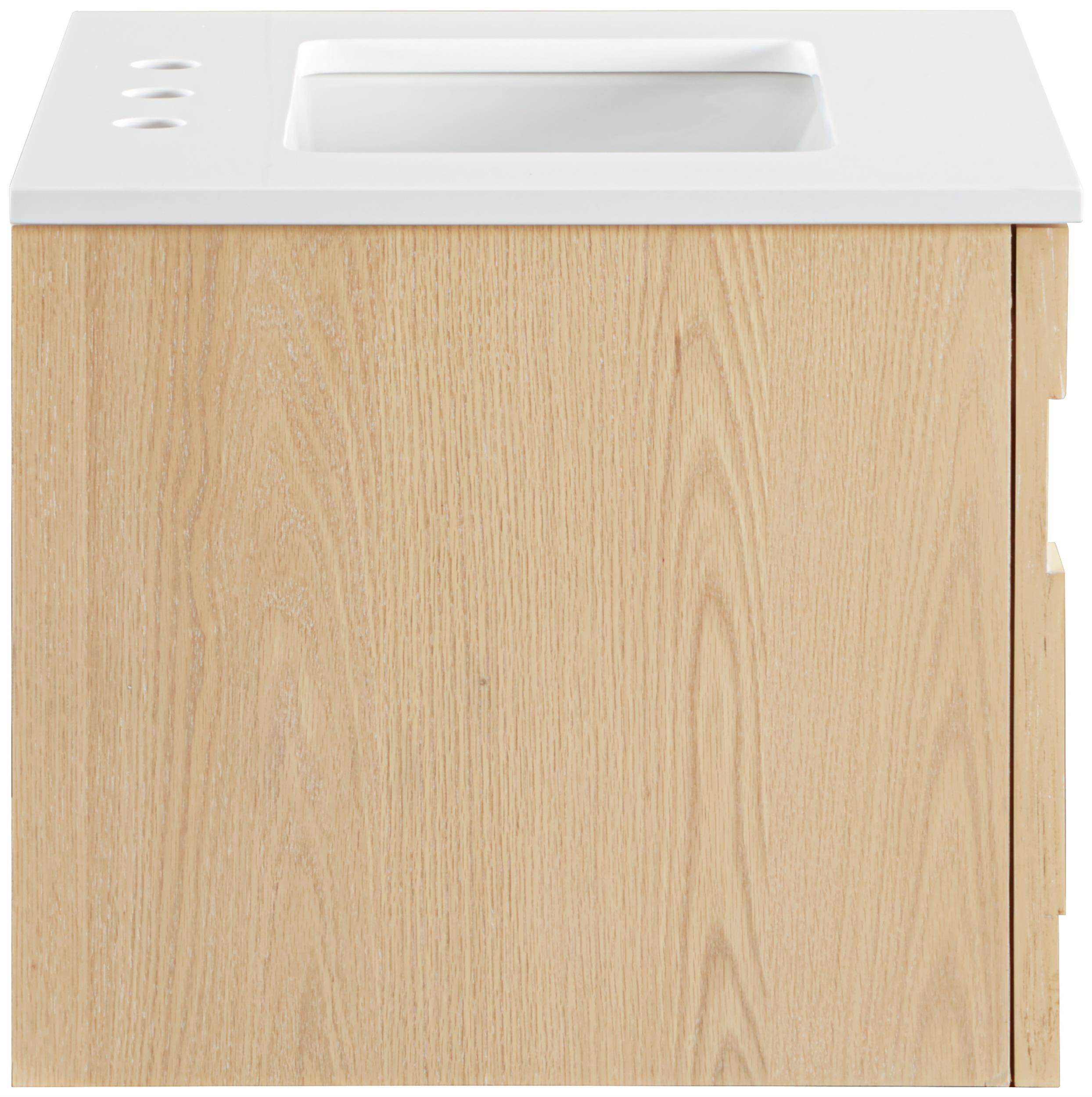 Meridian Furniture 24" Natural Engineered Stone Wall Mounted Bathroom Vanity