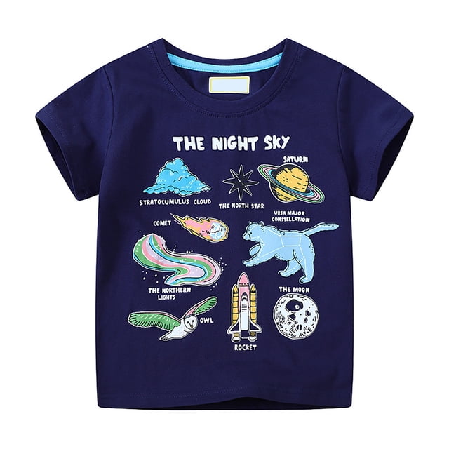 Hiiyo T-Shirt Graphique Lumineux pour Petits Garçons Manches Courtes Col Rond, Tailles 1-7