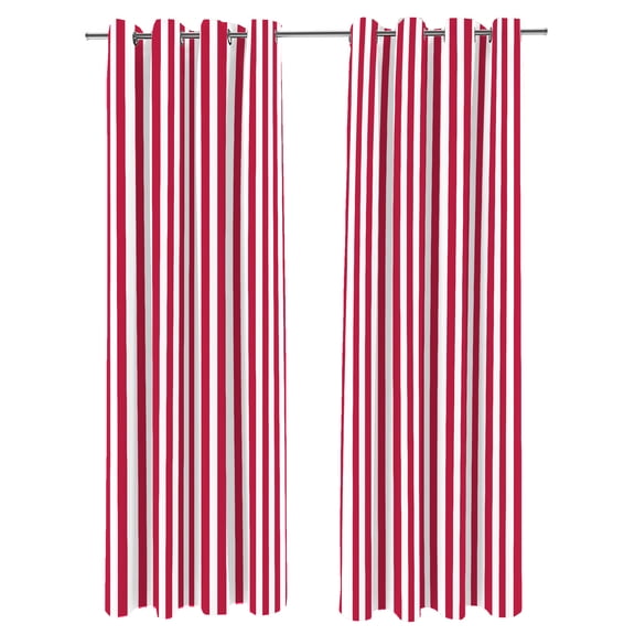 Jordan Manufacturing 54" x 96" Pompeii Red Stripe Grommet Semi-sheer Outdoor Curtain Panel