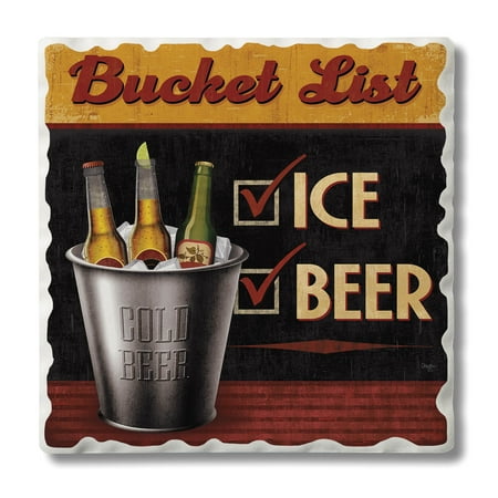 

CounterArt Bucket List 1 Pack Single Absorbent Stone Tumbled Tile Coaster 4 Square