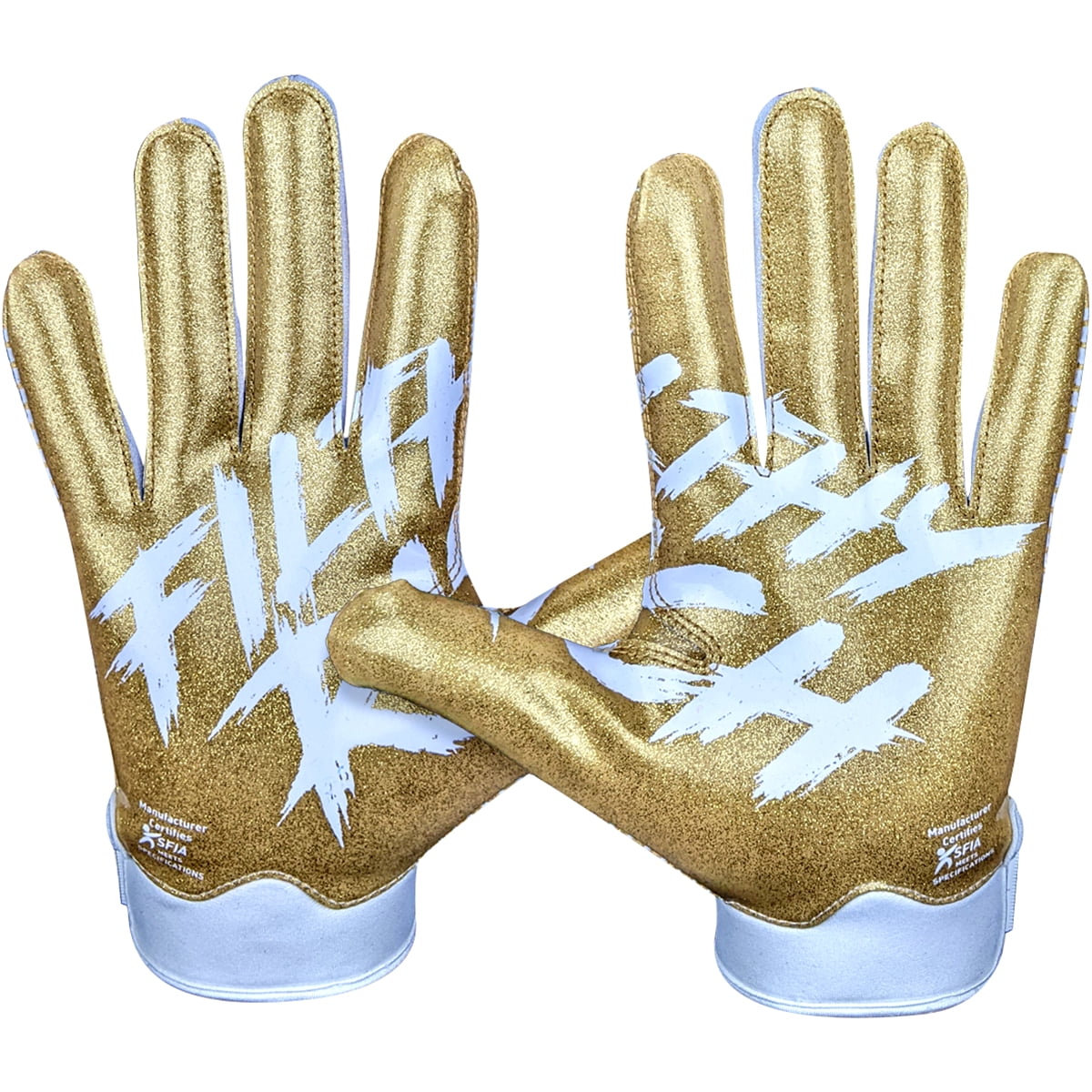 Battle Sports Youth Filthy Rich Doom 1.0 Football Receiver Gloves- Medium - Gold