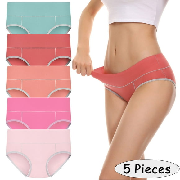 Zjloe7sa panties for women 5 Pieces Underpants Patchwork Color Underwear Panties Bikini Solid Womens Briefs Knickers Multicolor